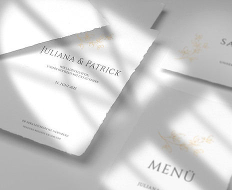 Hochzeitskarten aus handgeschöpftem Papier